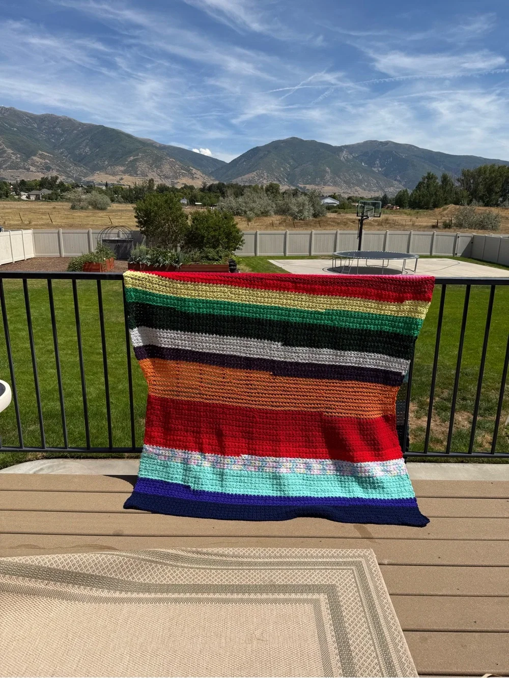 Colorful Striped Crochet Throw Blanket - Multicolor Stripes